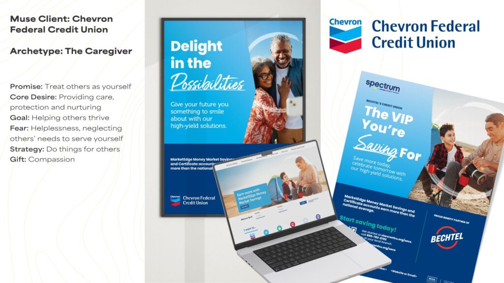 A collage of work for Chevron Federal Credit Union